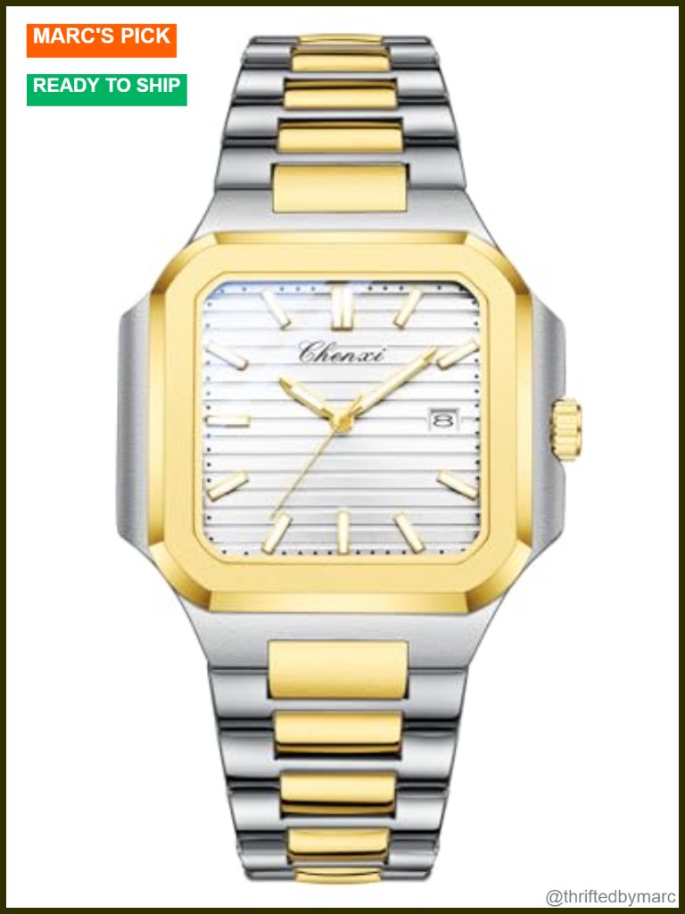 Classic Square Stainless Steel Analog Quartz Dress Watch With Luminous Hands